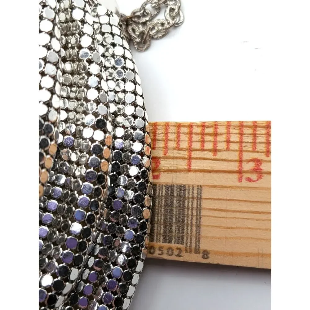 WHITING & DAVIS Vintage Mesh Purse Women's 5in Silver Tone Evening Original Box